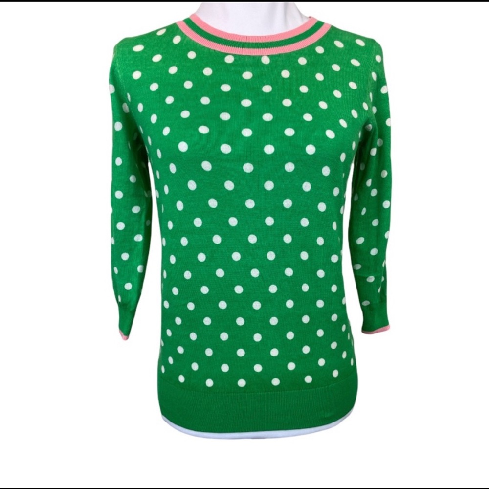 J. Crew Tipped Polka Dot Knit Sweater Size S